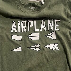 okie dokie Olive Green Airplane Graphic Tee